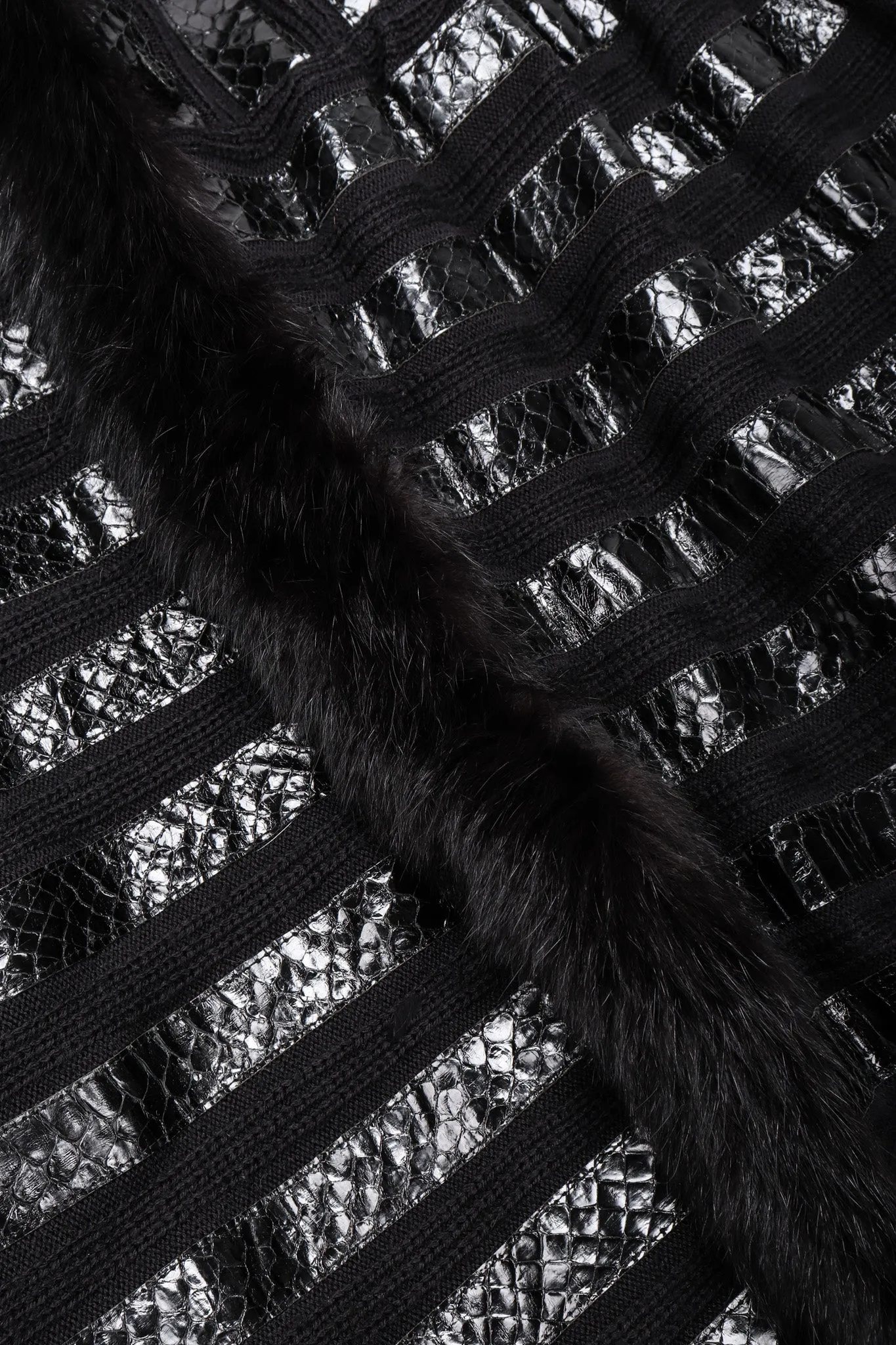 Snakeskin Knit Fur Coat