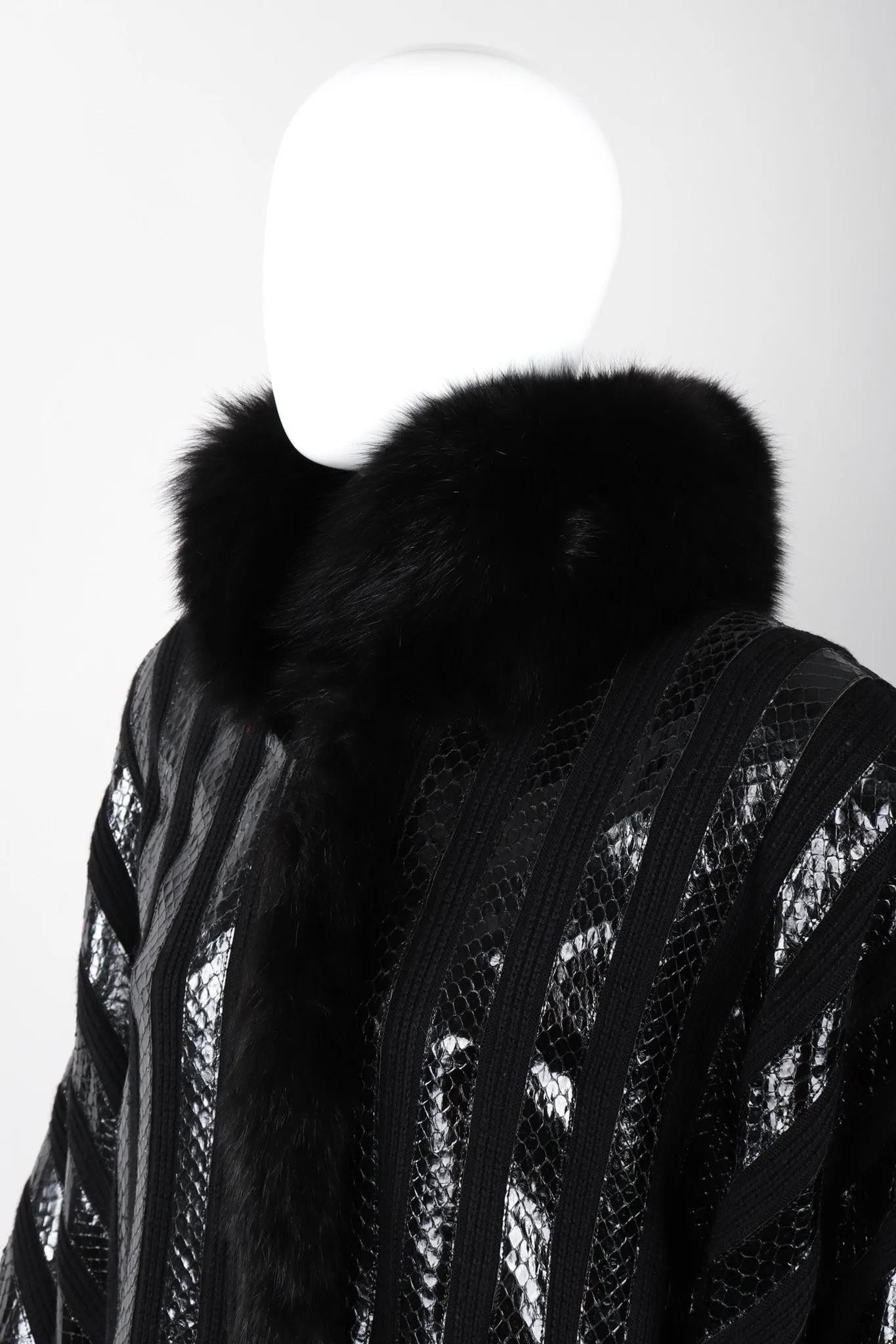 Snakeskin Knit Fur Coat