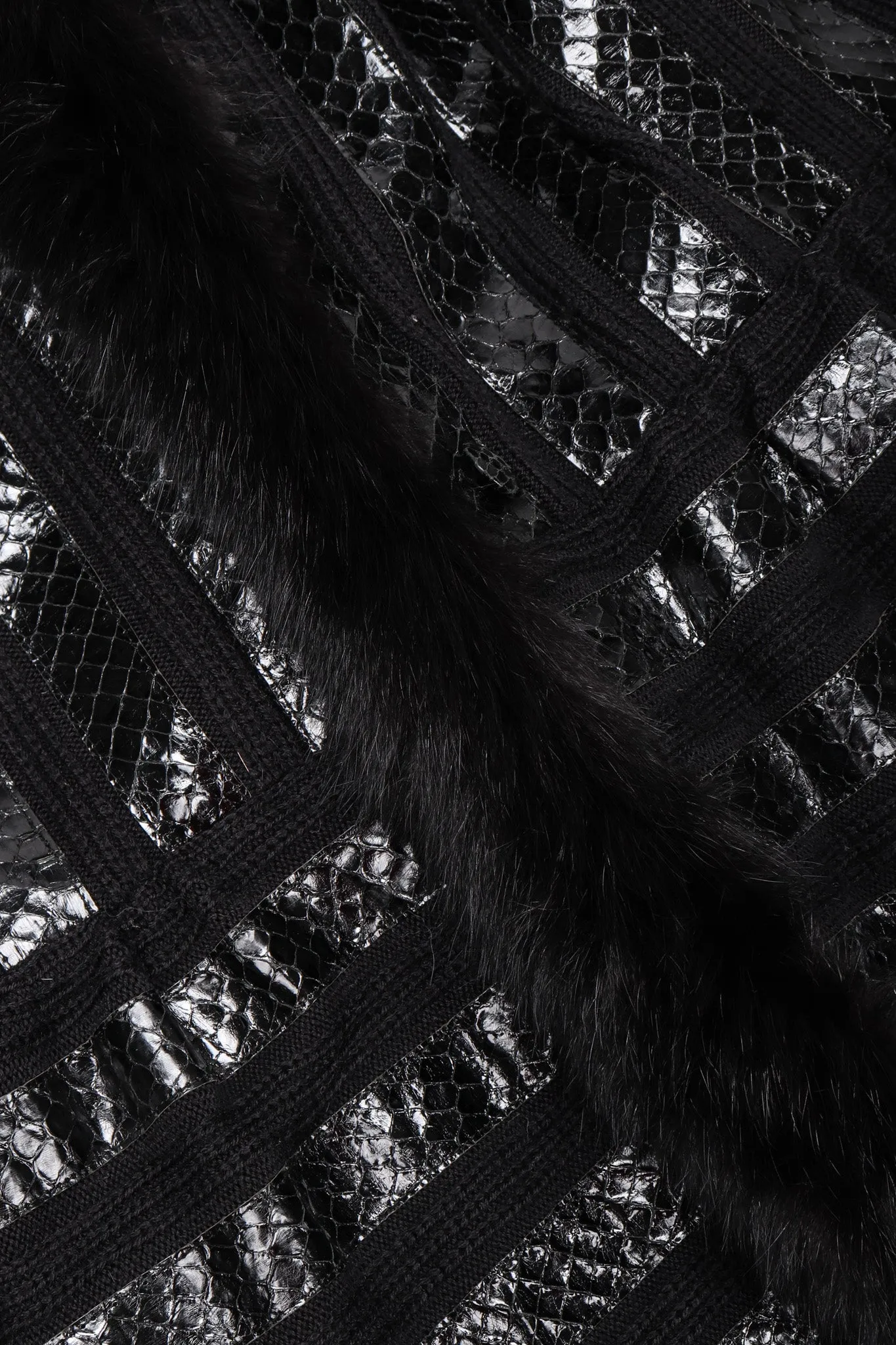 Snakeskin Knit Fur Coat