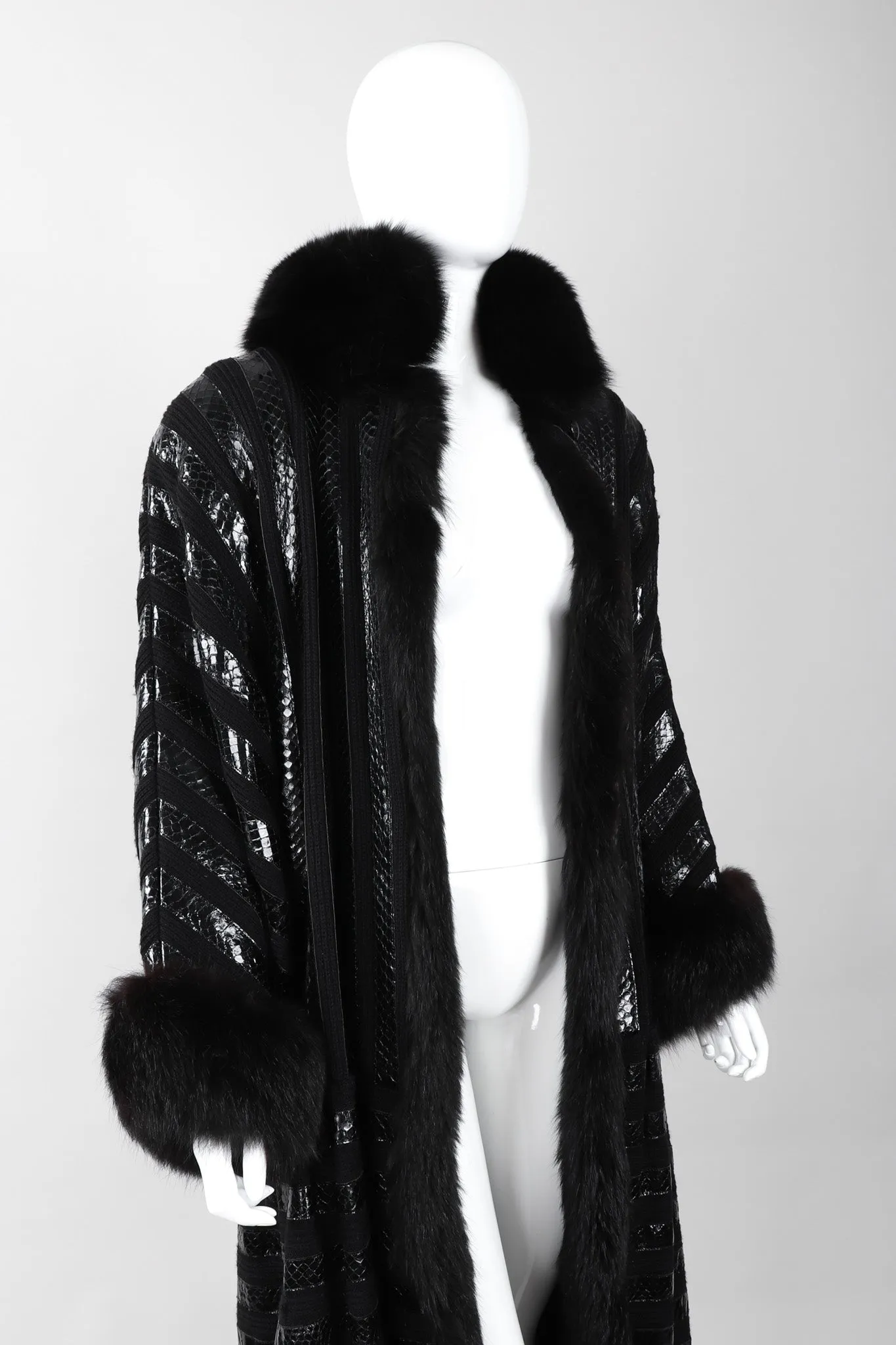 Snakeskin Knit Fur Coat