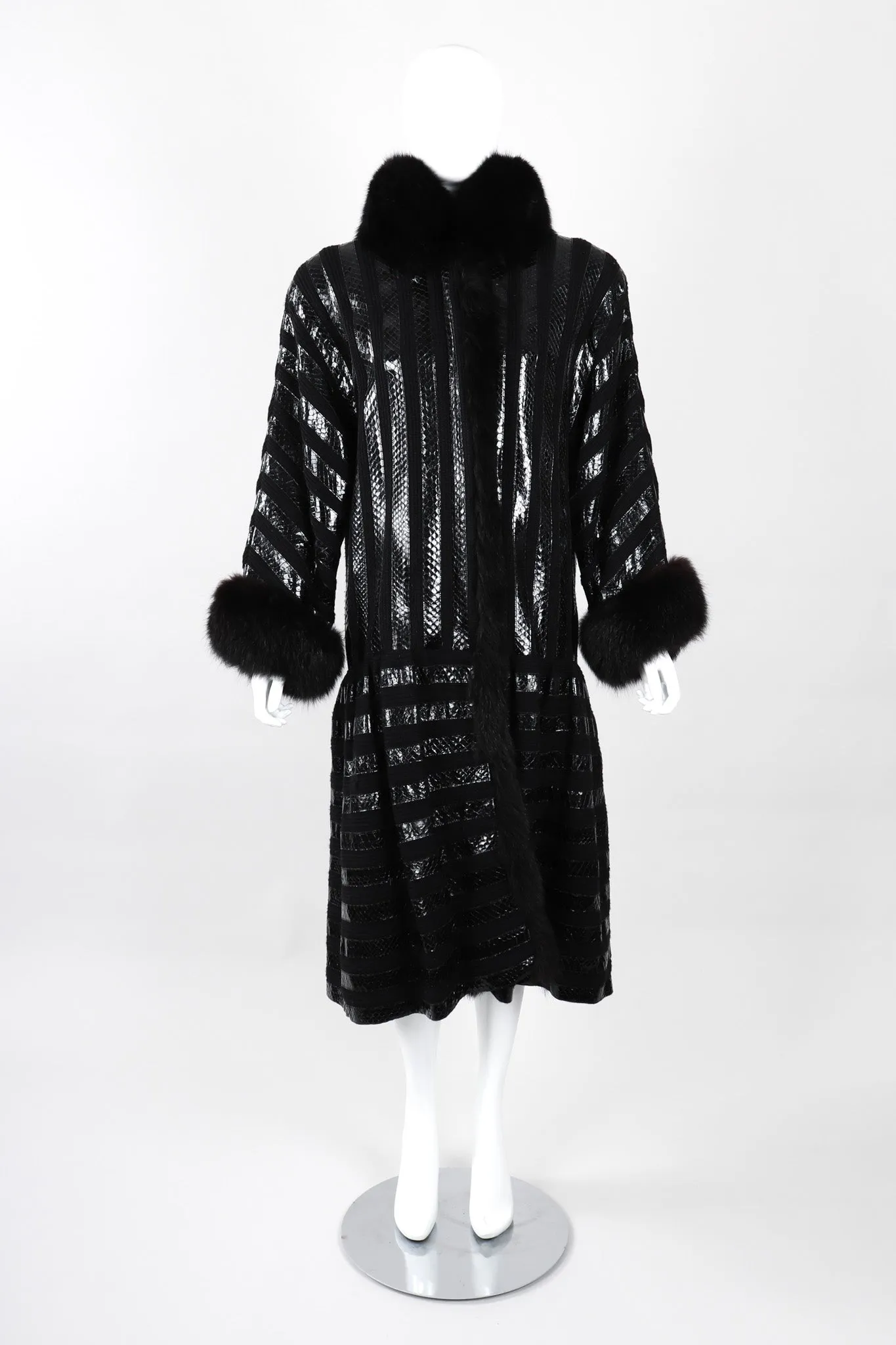Snakeskin Knit Fur Coat