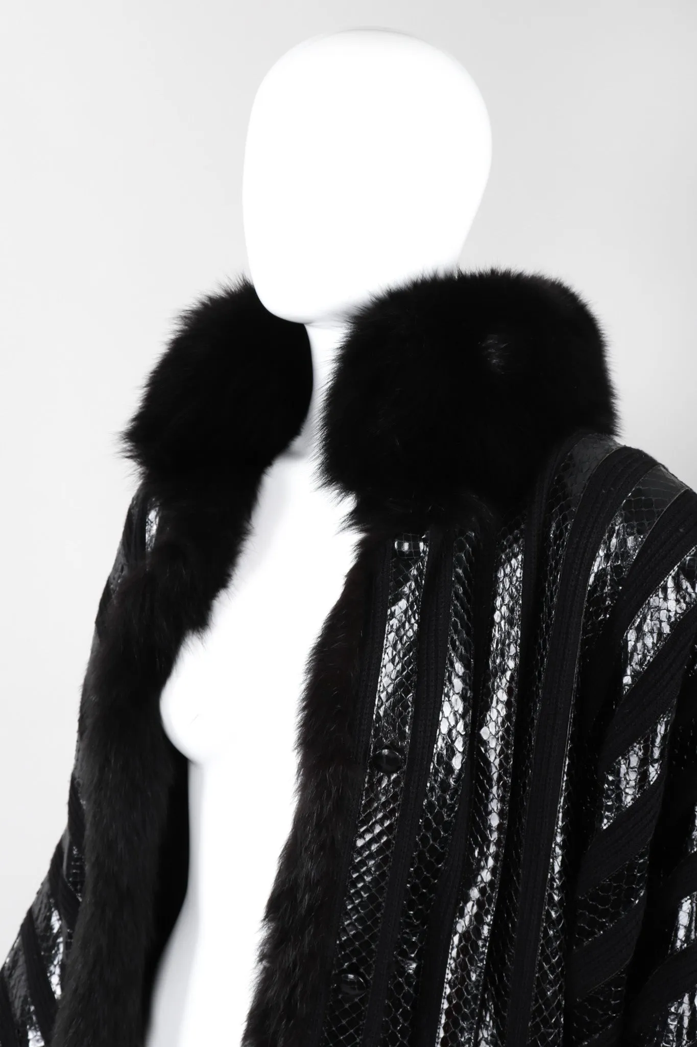 Snakeskin Knit Fur Coat