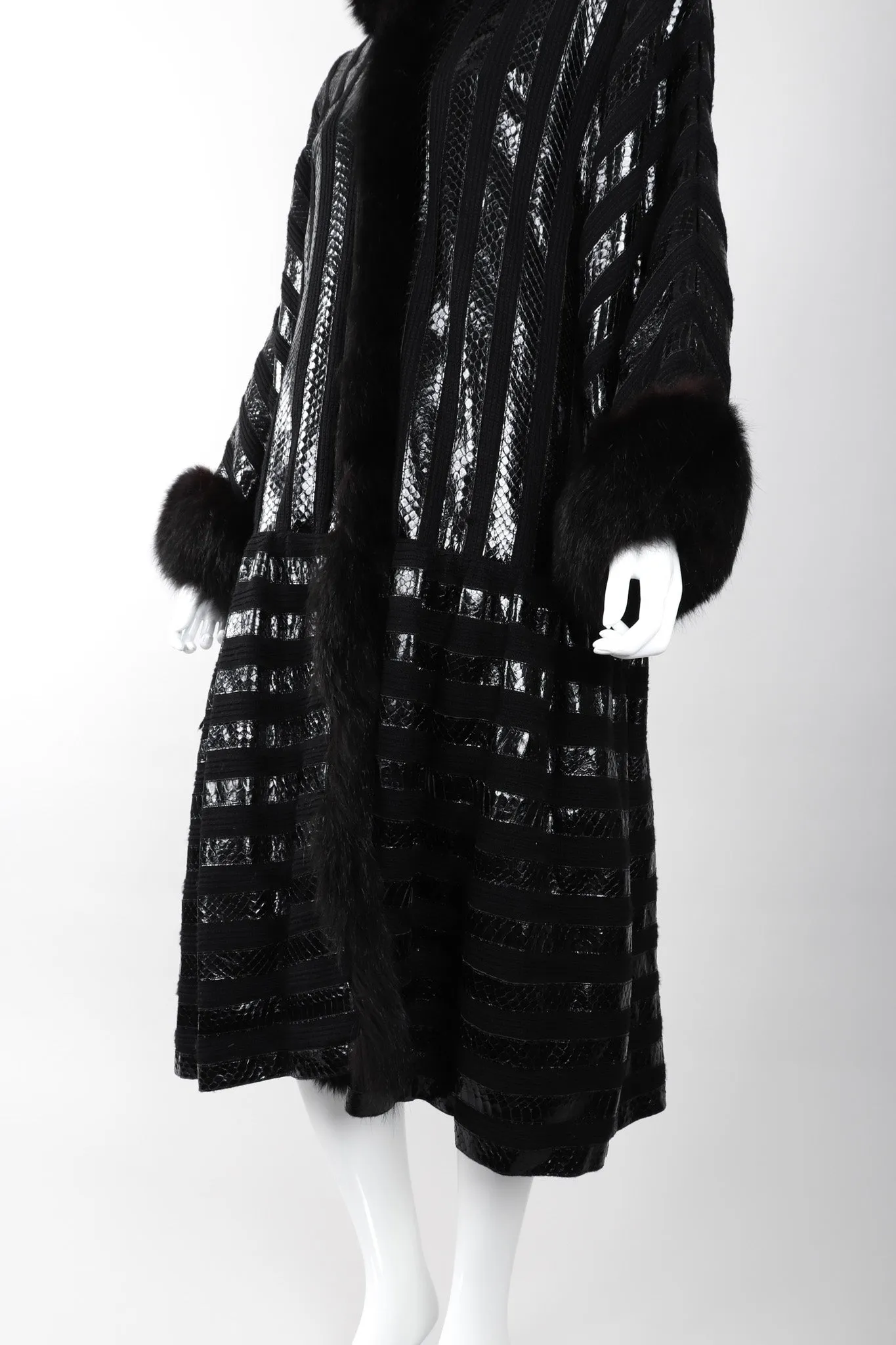 Snakeskin Knit Fur Coat