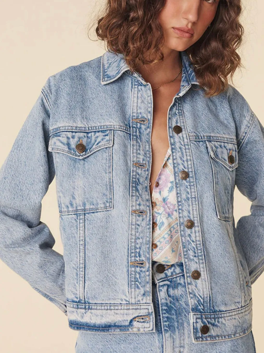 SPELL Eve Denim Jacket in Sun Washed Blue