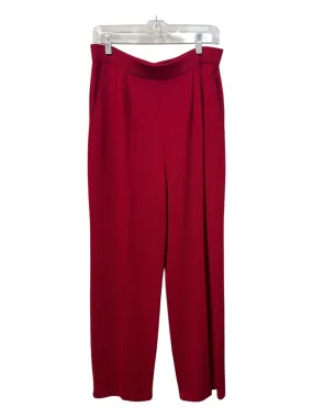St John Collection Size 10 Red Knit Elastic Waist High Waist Pleat Detail Pants