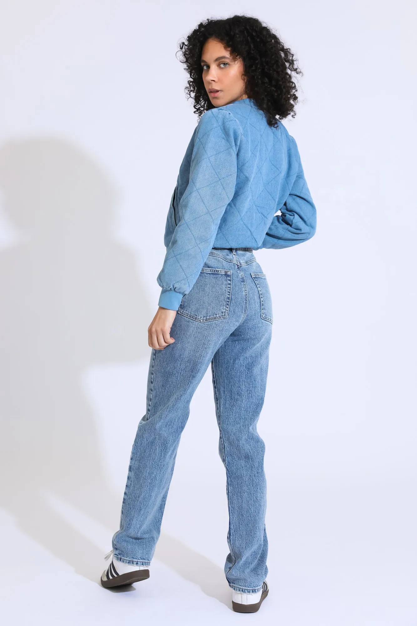 Stella High Rise 90's Straight Jeans - Medium Indigo Wash
