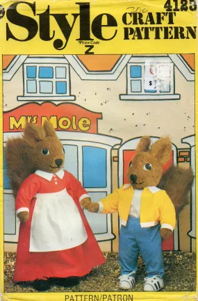 Style 4123 Retro Stuffed Toys Boy & Girl Rabbits 1980s Vintage Sewing Pattern UNCUT Factory Folds