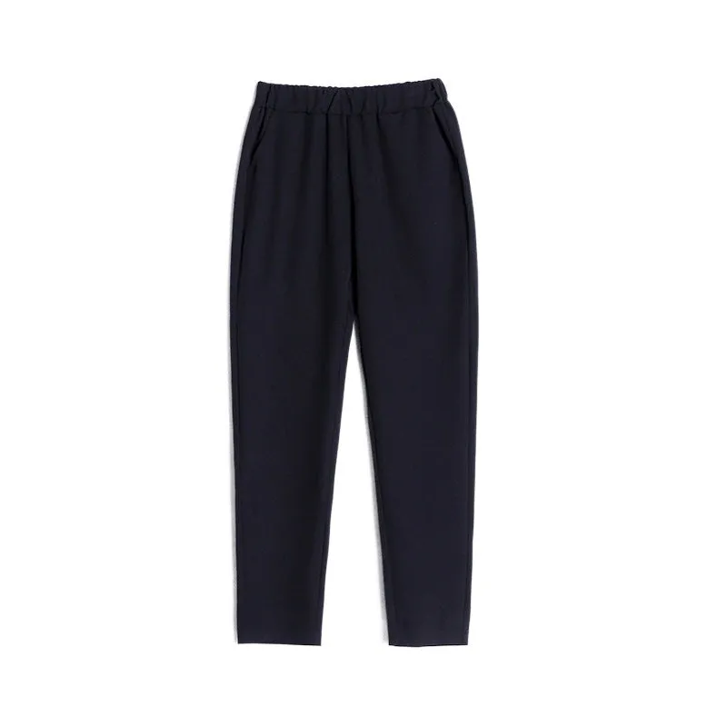 Suit Pants Women Thin Loose Black Harem High Waist Slim Look Petite Three Quarter Straight Casual Pants