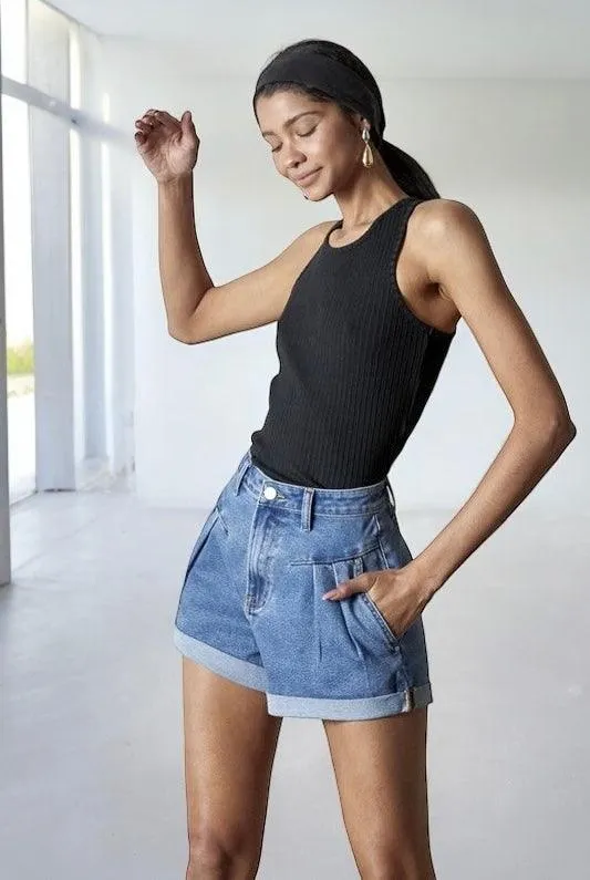 Super High Rise Denim Shorts