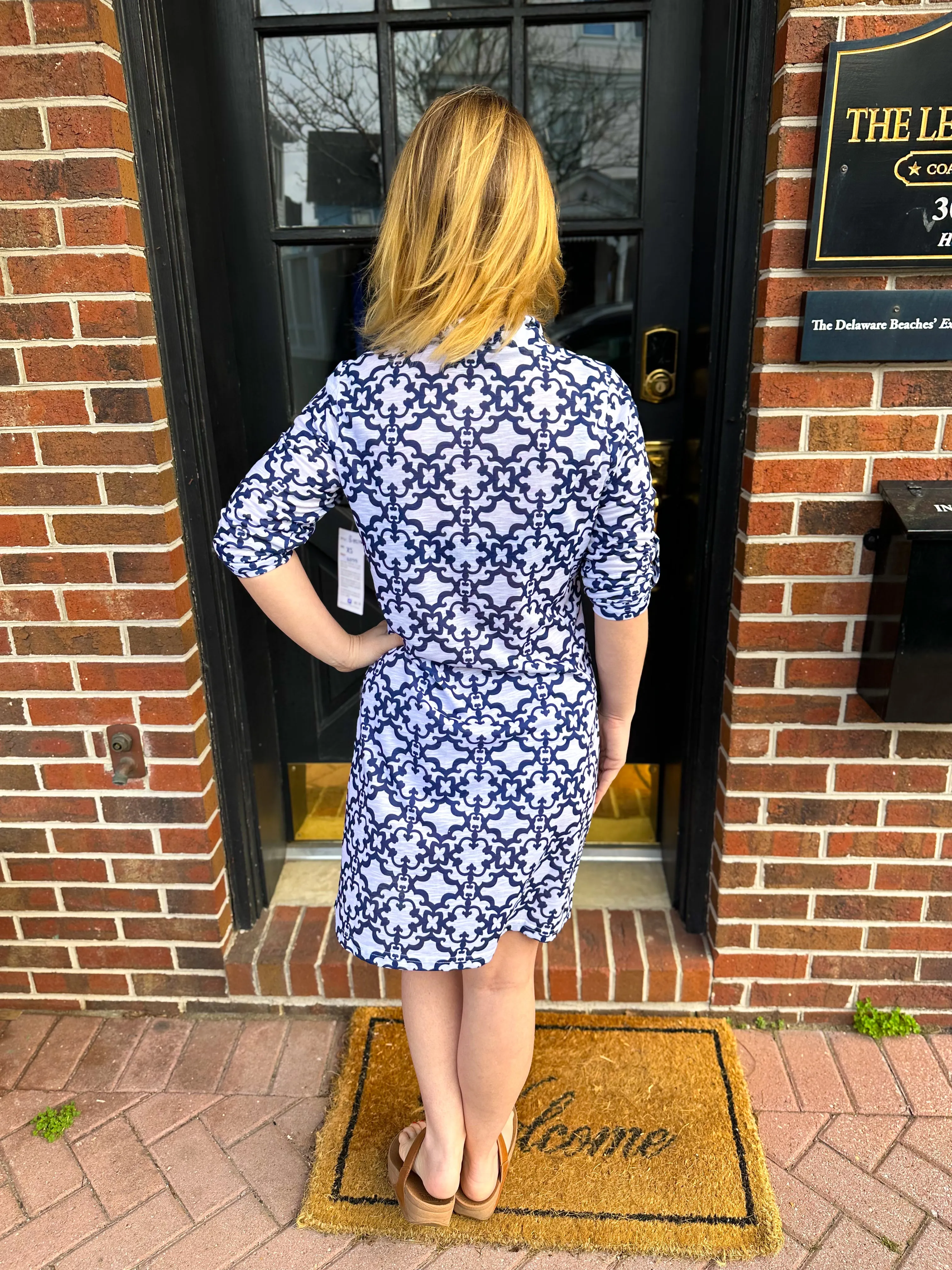 Tango Mango Coastal Trellis Collar Tunic Dress