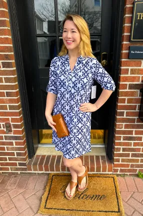 Tango Mango Coastal Trellis Collar Tunic Dress