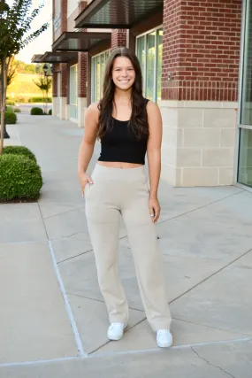 Taupe fleece cargo pants