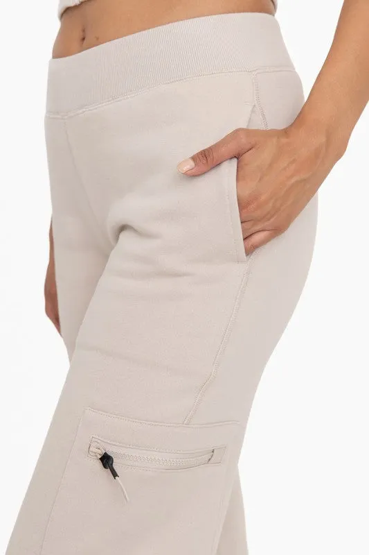 Taupe fleece cargo pants