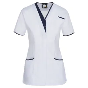 Tonia V-Neck Tunic | White - Navy