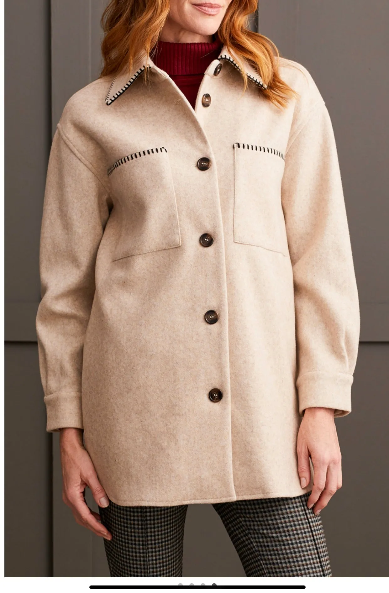 TRIBAL - BLANKET STITCH TRIM COAT- 1864O-3995