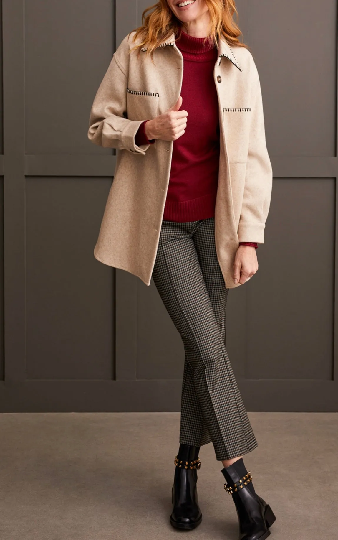 TRIBAL - BLANKET STITCH TRIM COAT- 1864O-3995