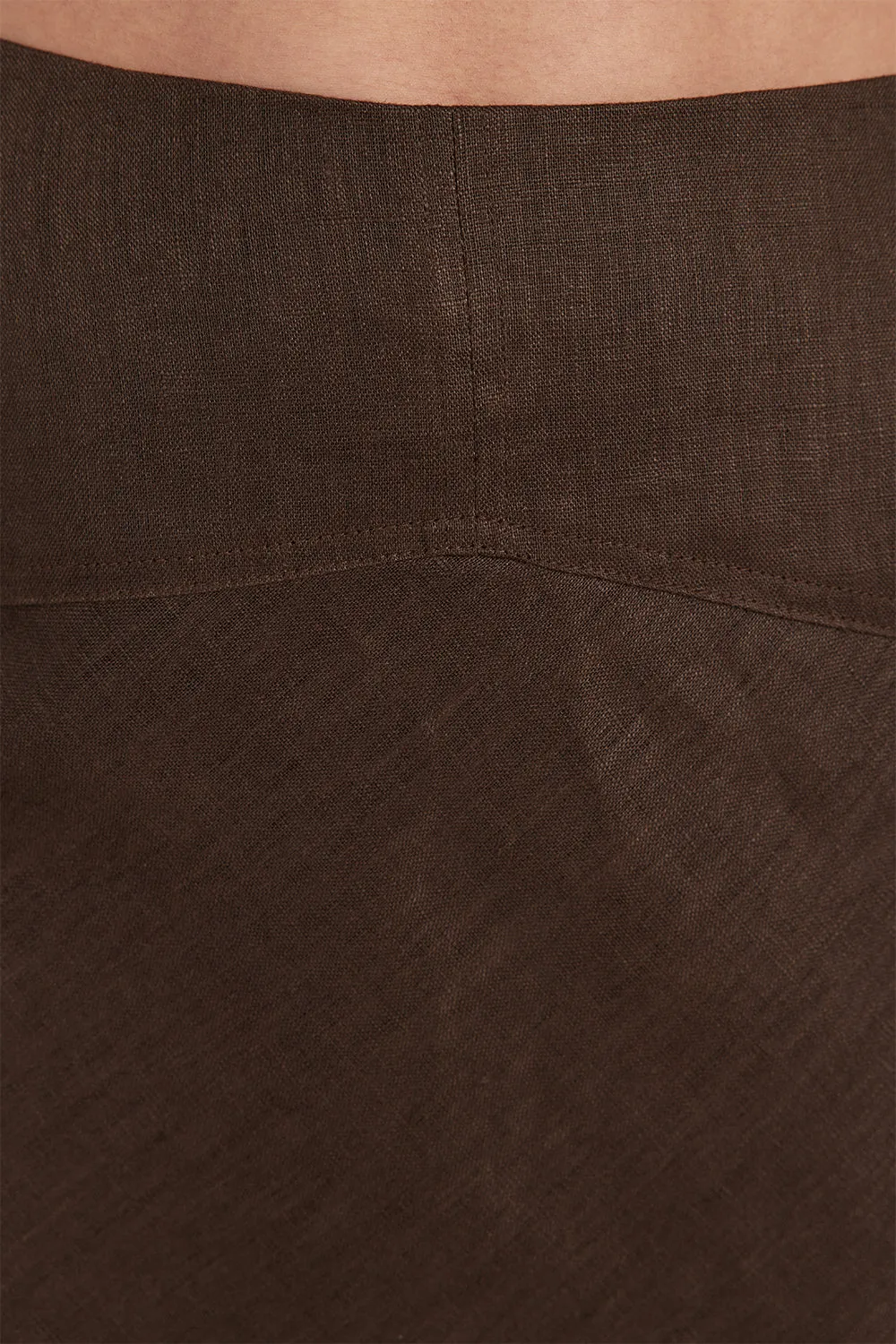 TYRA BITTER CHOC LINEN MIDI SKIRT
