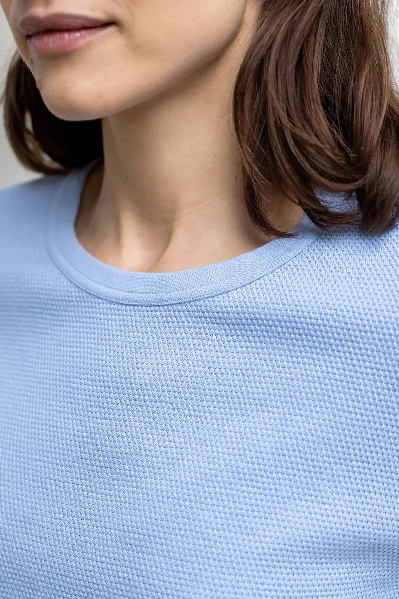 unisex cotton waffle t-shirt - light blue