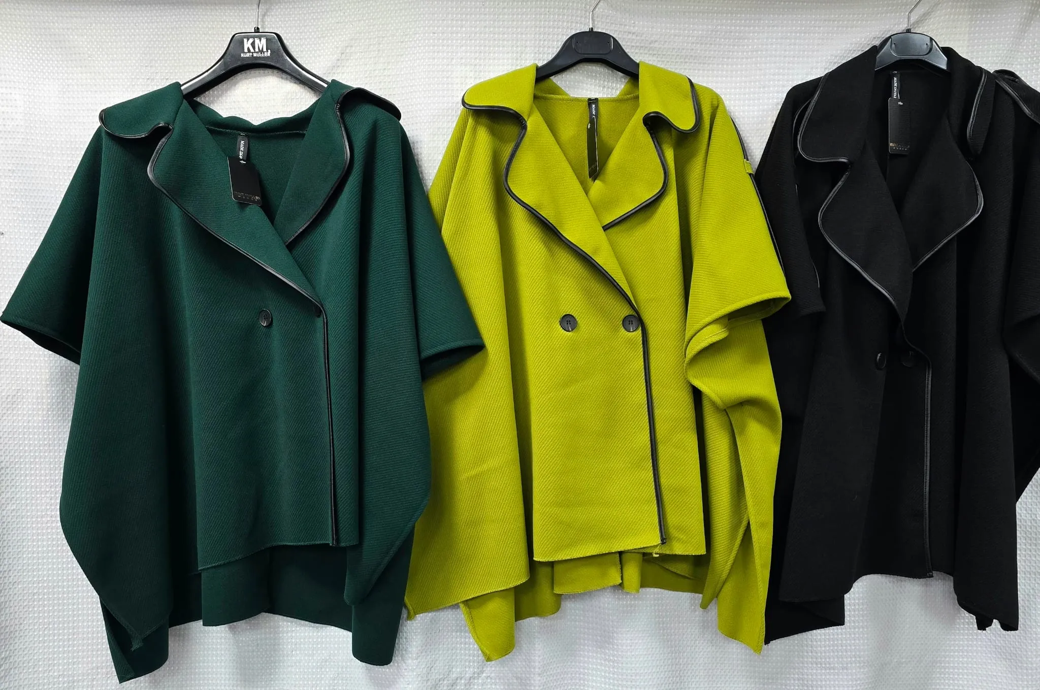 Vegan Leather Trim Button Cape