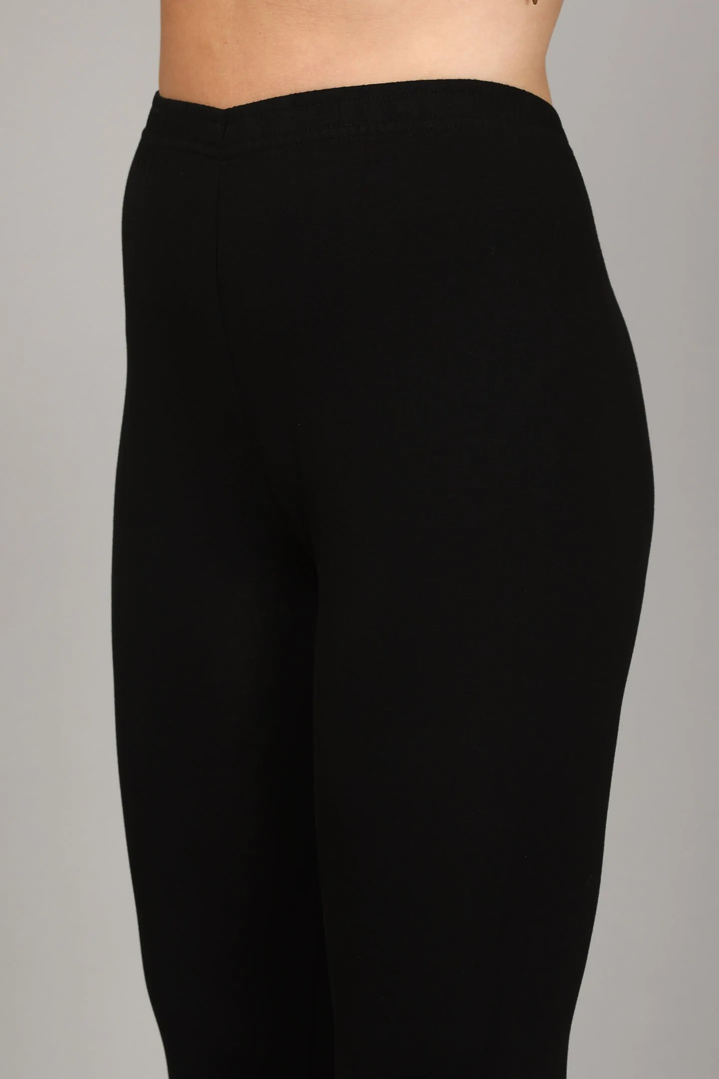 VISCOSE ANKLE LEGGINGS - BLACK