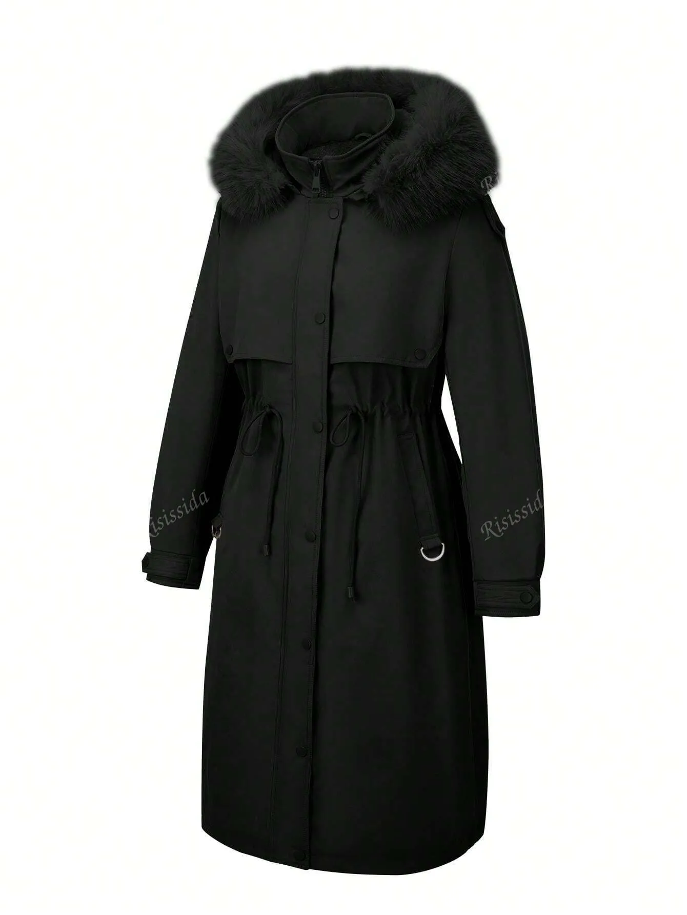 Warm Padded Jacket with Detachable Fur Collar for Women