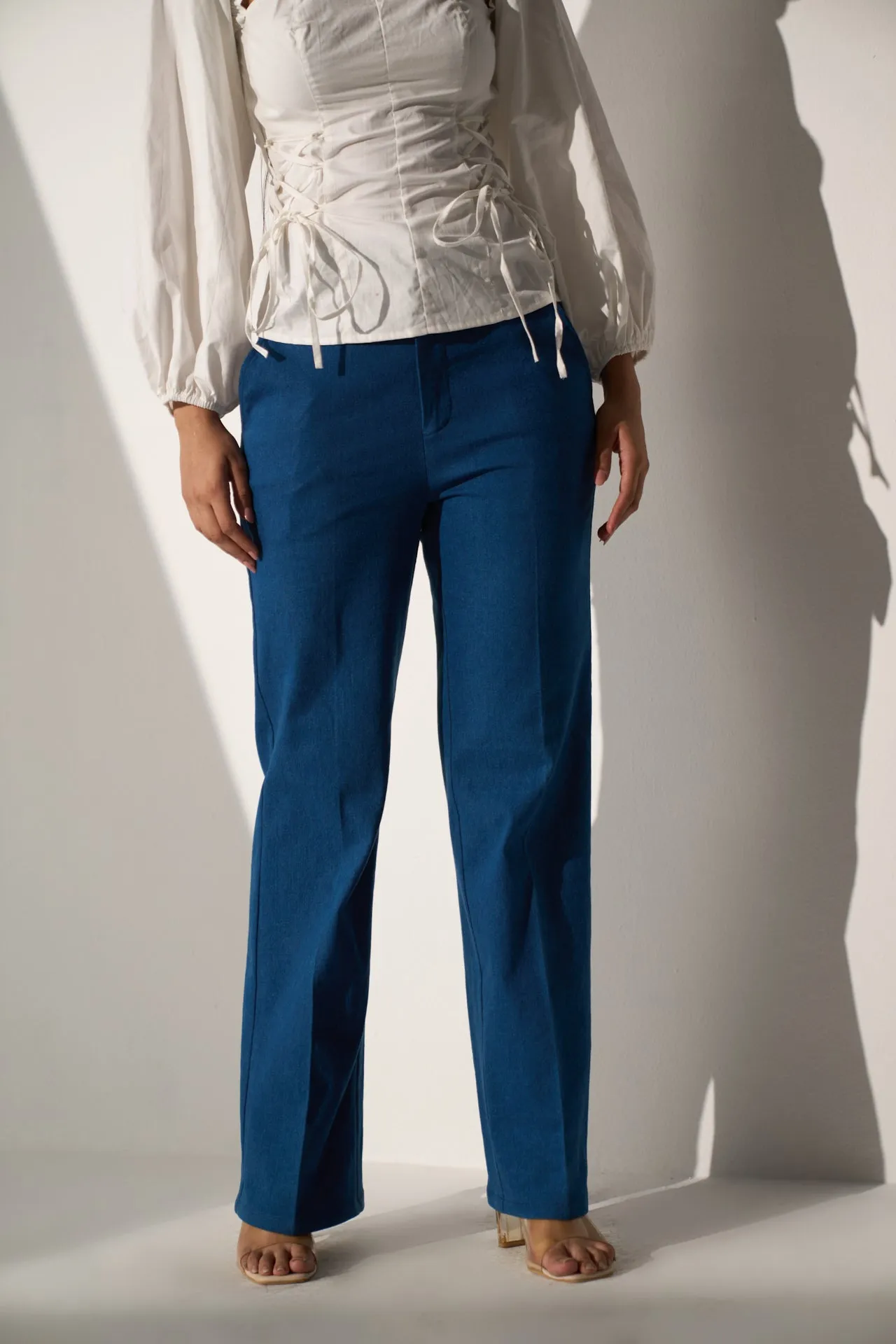 White cotton top and Stretchable Straight Jeans for Women