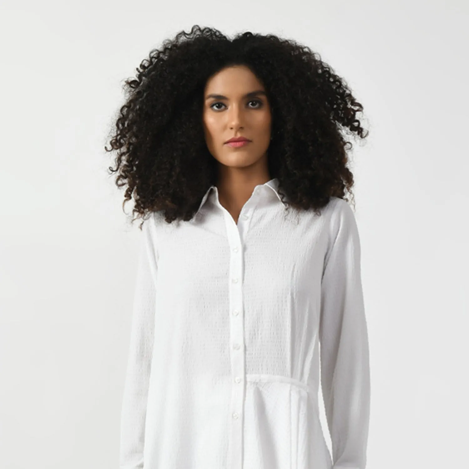 White Line Texture Long Tunic