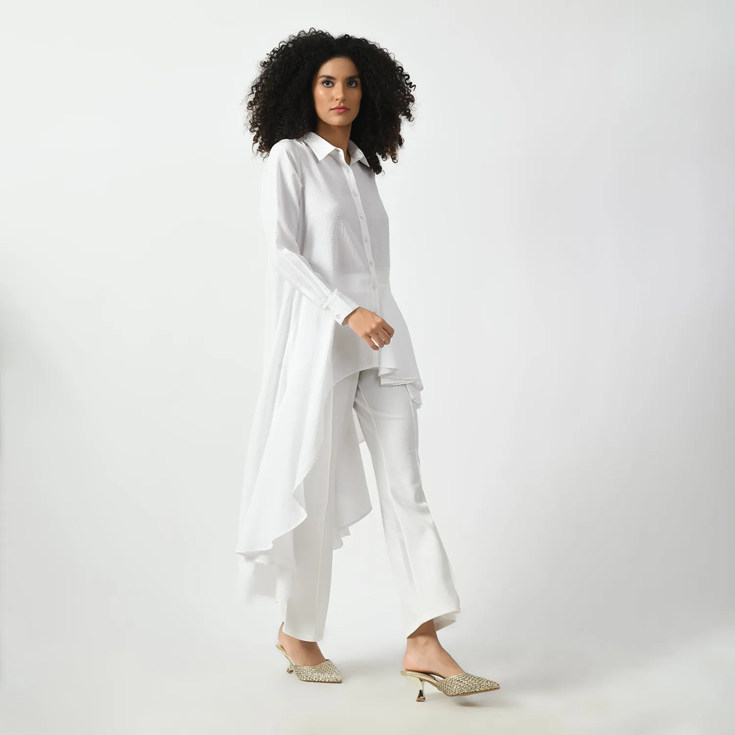 White Line Texture Long Tunic
