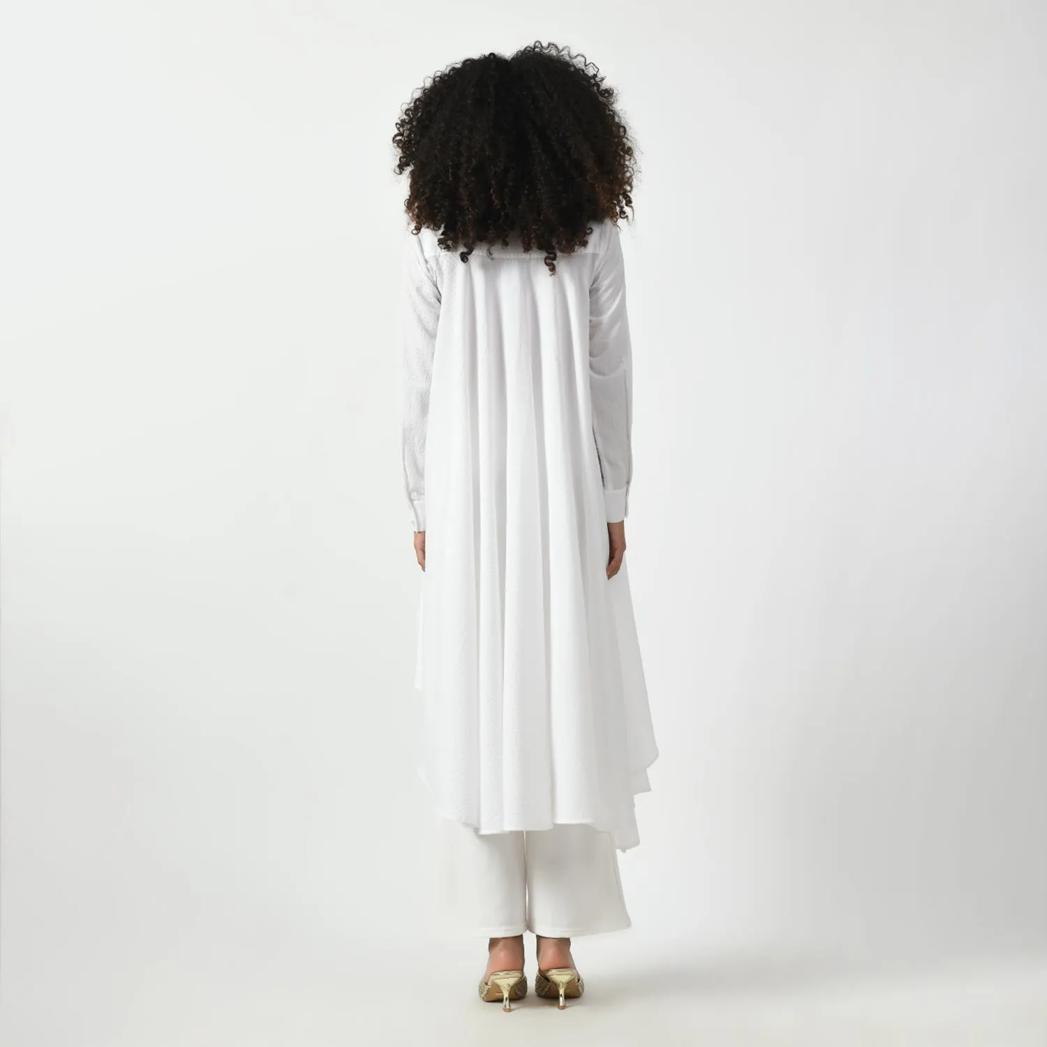 White Line Texture Long Tunic