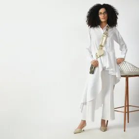 White Line Texture Long Tunic