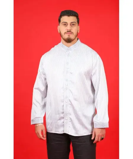 White shirt with blue stripes