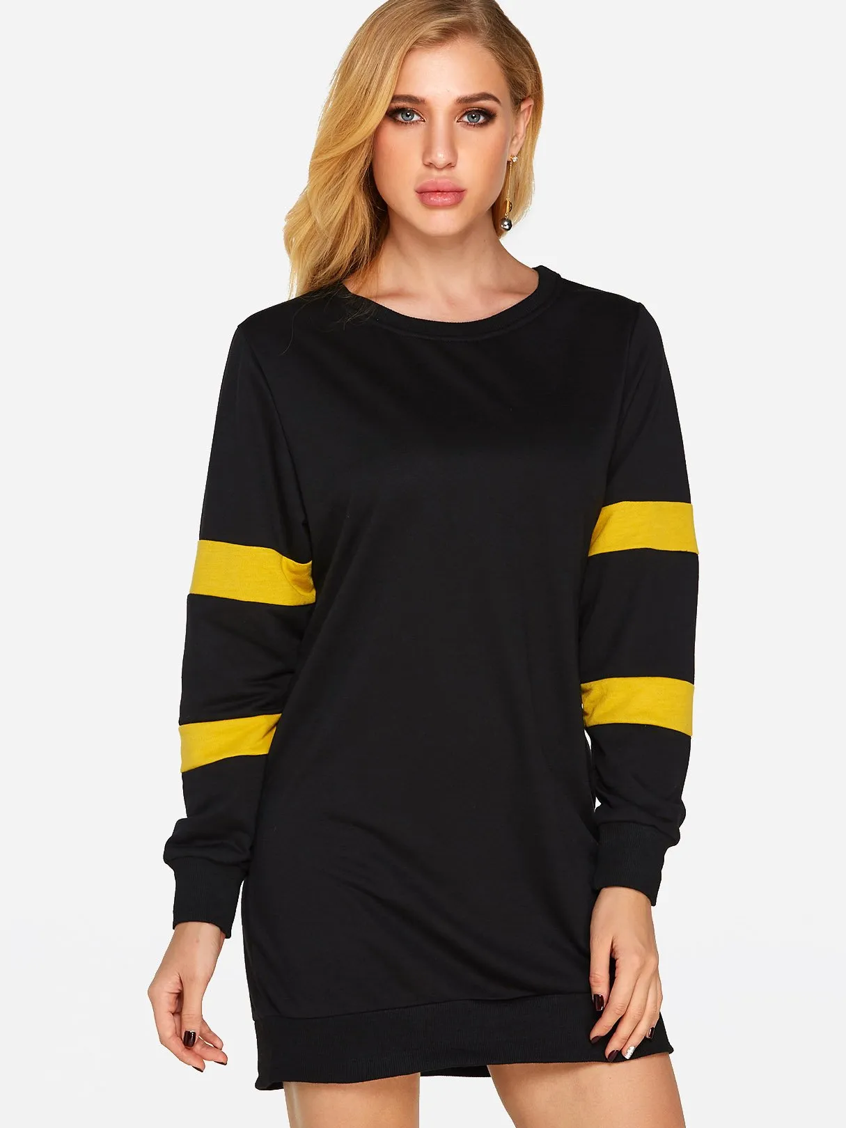 Wholesale Black Round Neck Long Sleeve Shirt Dresses