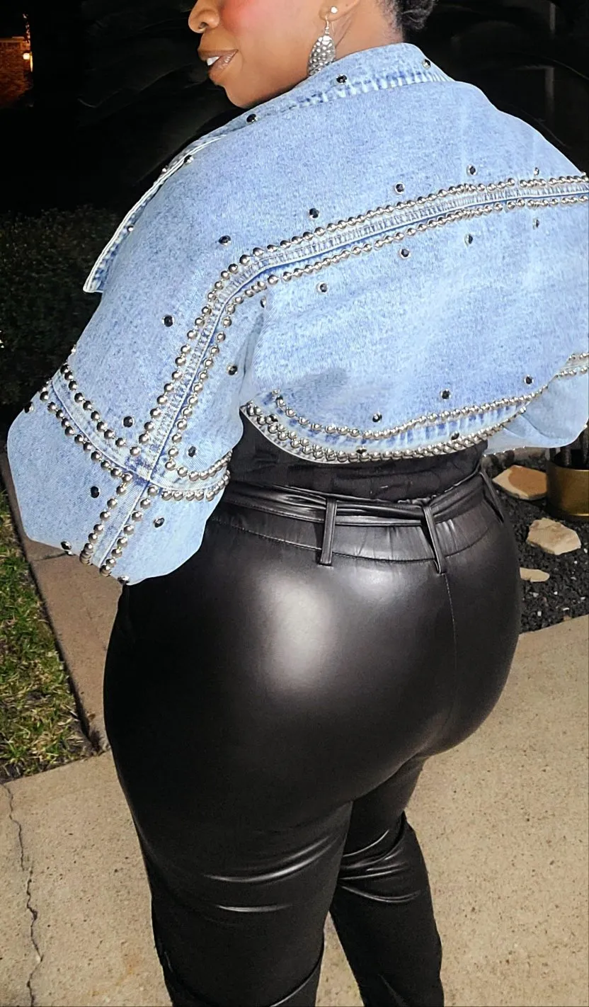 Wide Open Denim Jacket w/ Studded Detail