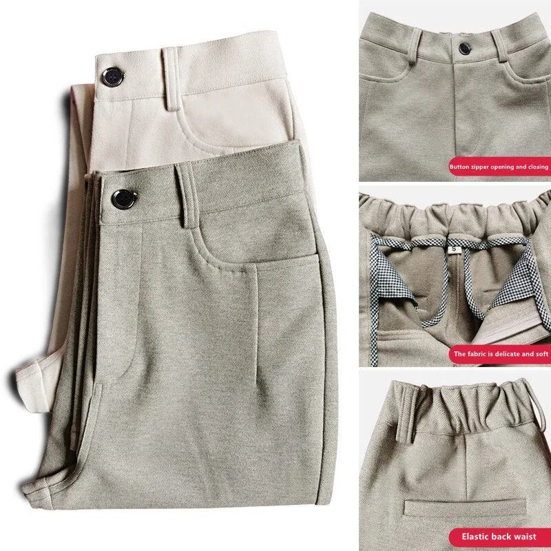 Wjczt New Fashion Korean Woolen Harlan Loose Daddy Pants Women'S 2022 Autumn And Winter Leisure High Waist Nine Point Radish Trousers