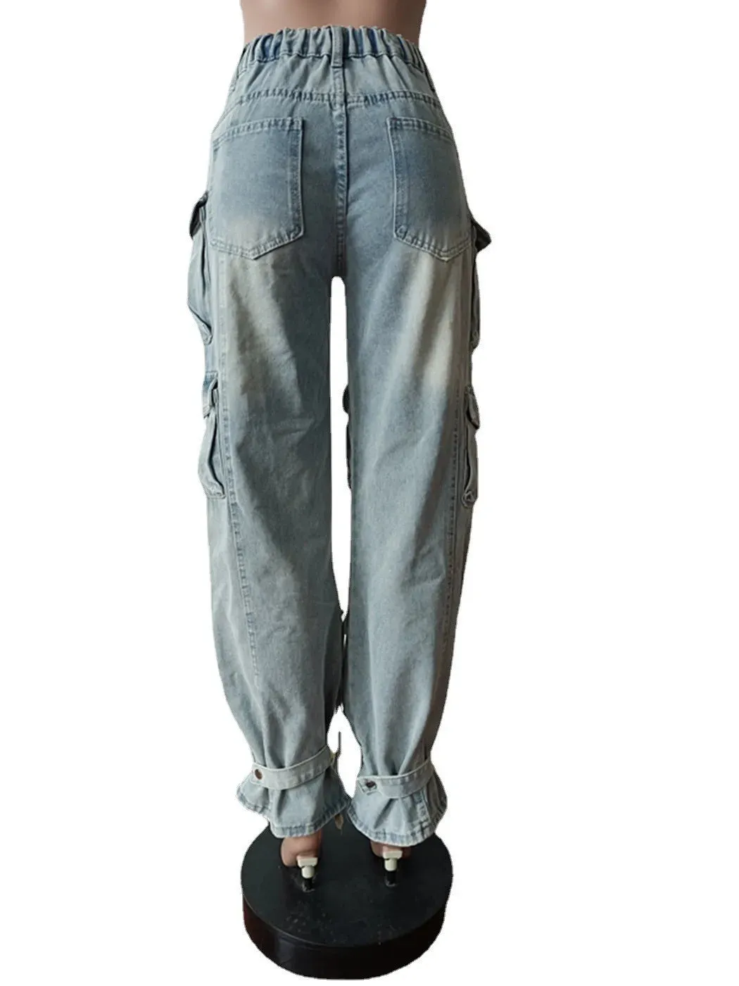Women Causal Cargo Jeans Fashion Vintage Streetwear Stretch Jean Trousers