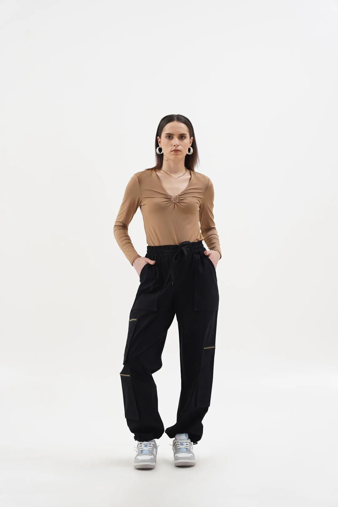 Women Zappers Black Cargo Pants