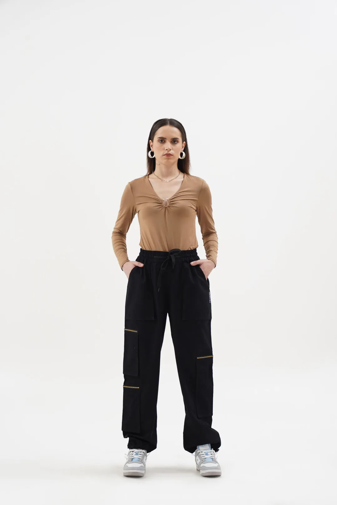 Women Zappers Black Cargo Pants