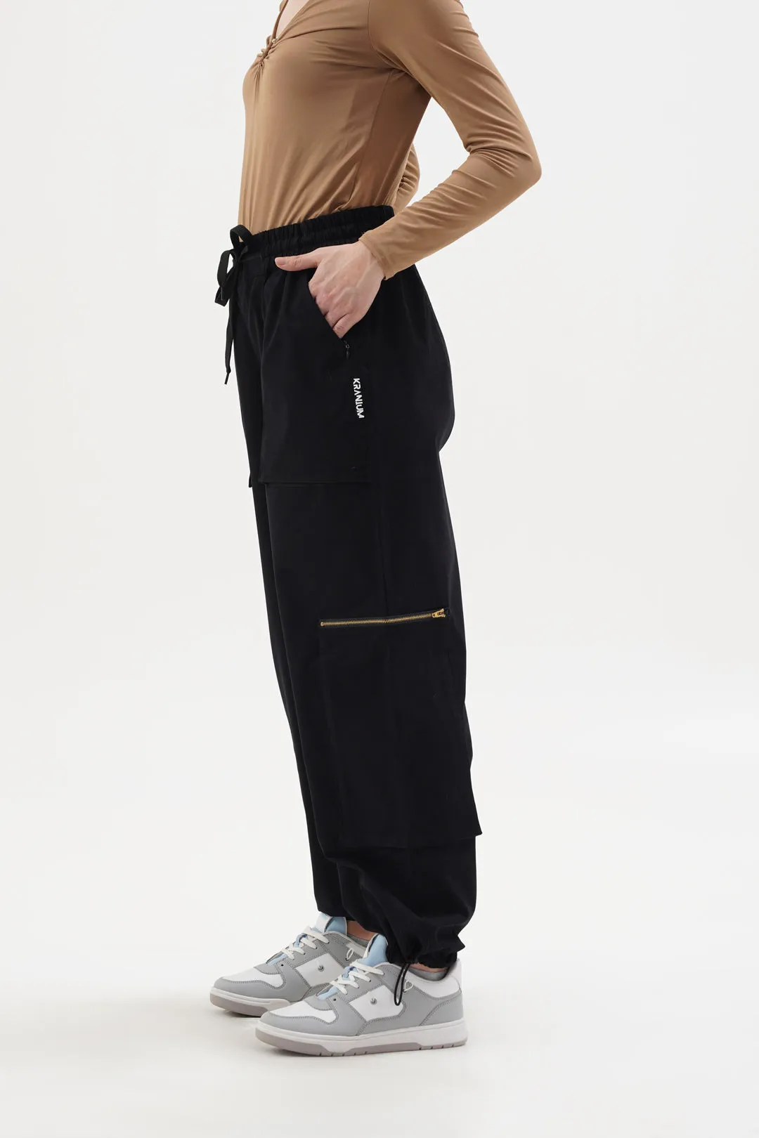 Women Zappers Black Cargo Pants