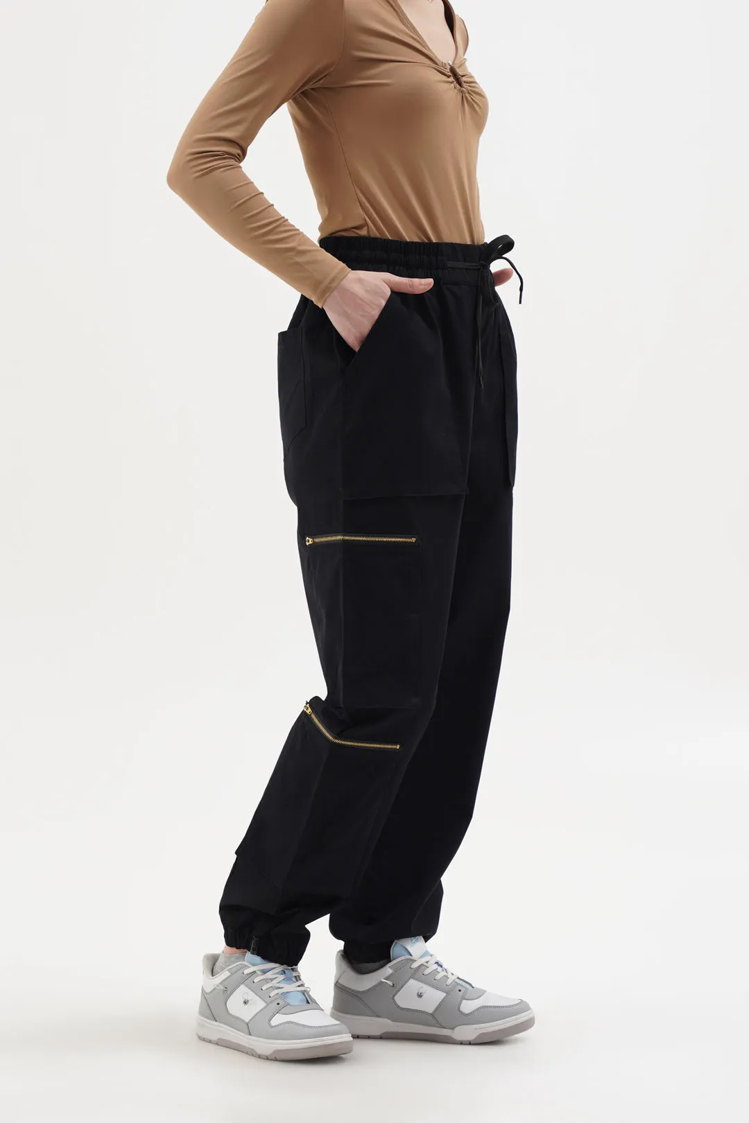 Women Zappers Black Cargo Pants