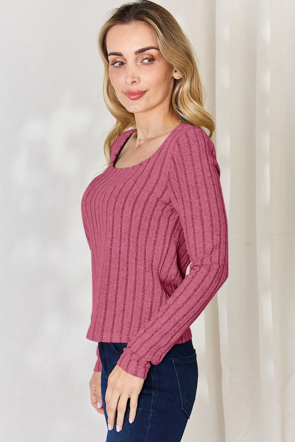 Women’s Full Size Ribbed Long Sleeve T-Shirt