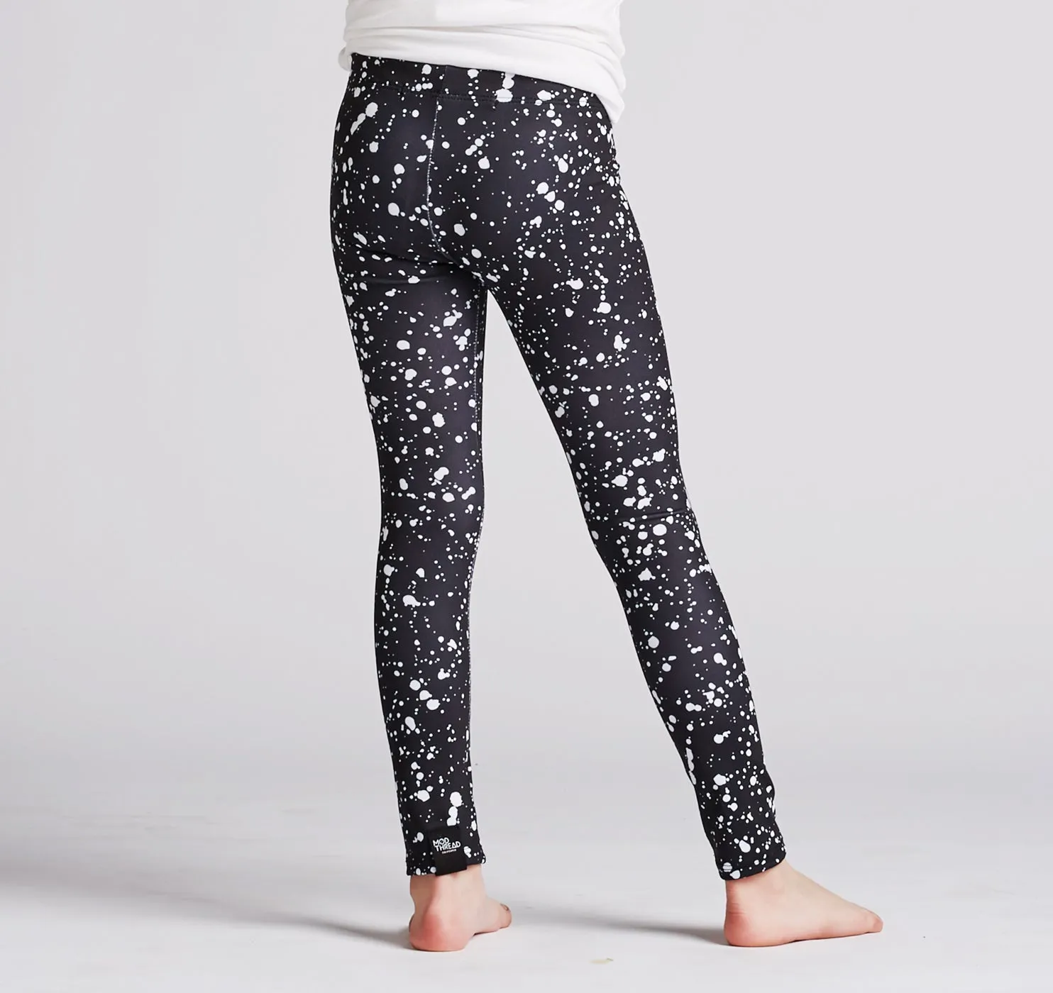 Youth Leggings, White Speckle