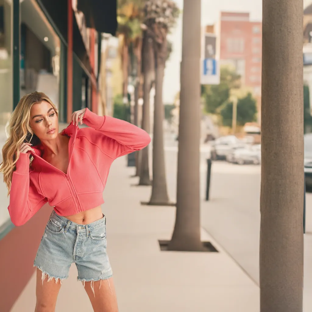Zip Up Raglan Sleeve Cropped Hoodie